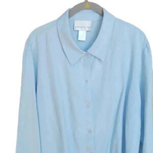 Vintage Susan Graver light blue linen top XL